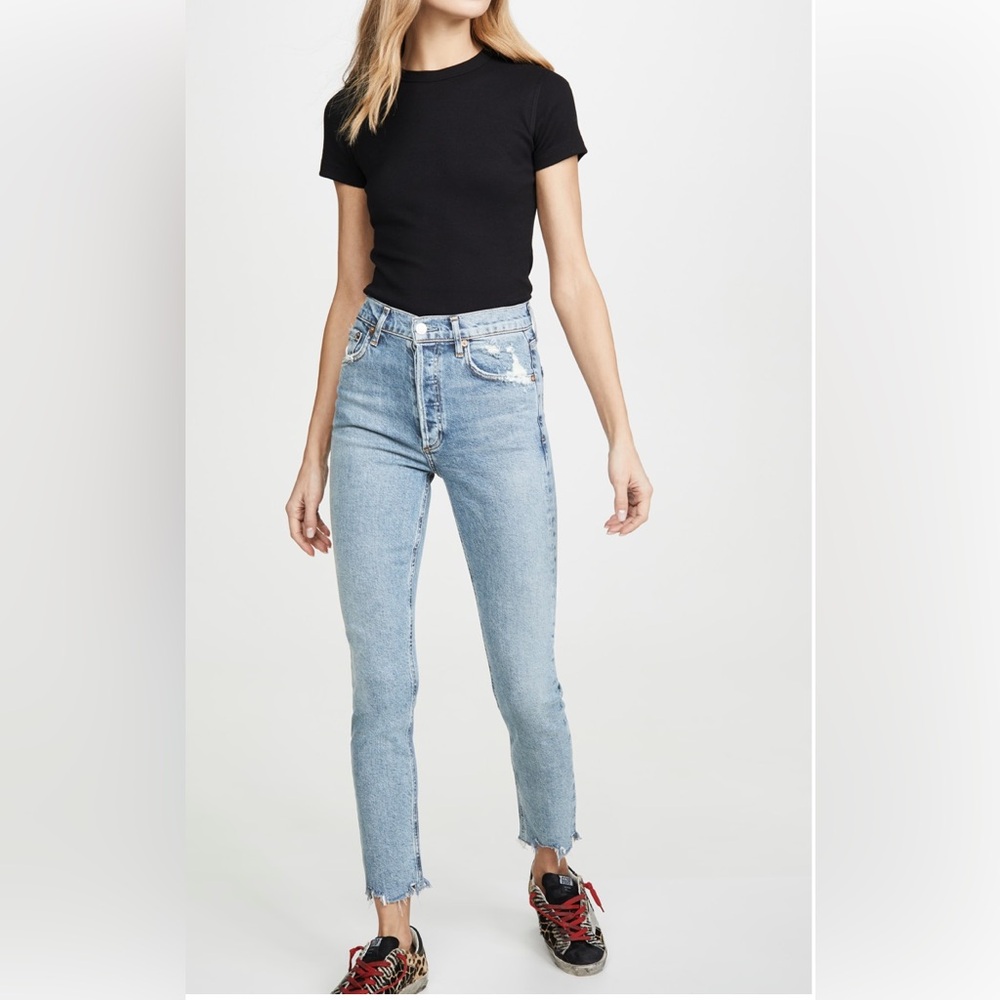 Agolde Nico High Rise Slim Fit Jeans Blue Size 26